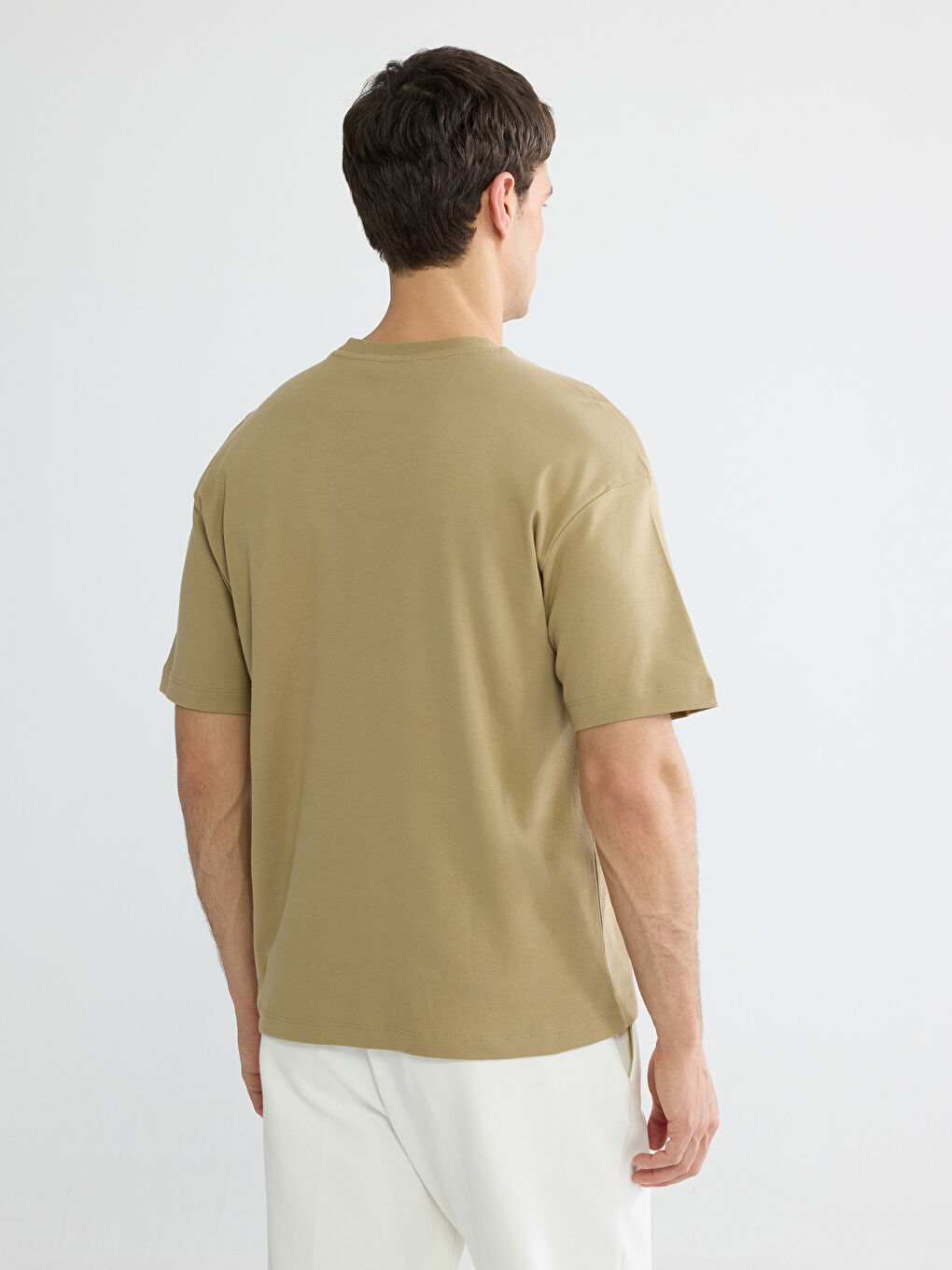 Sarı Bisiklet Yaka Erkek Tişört-5