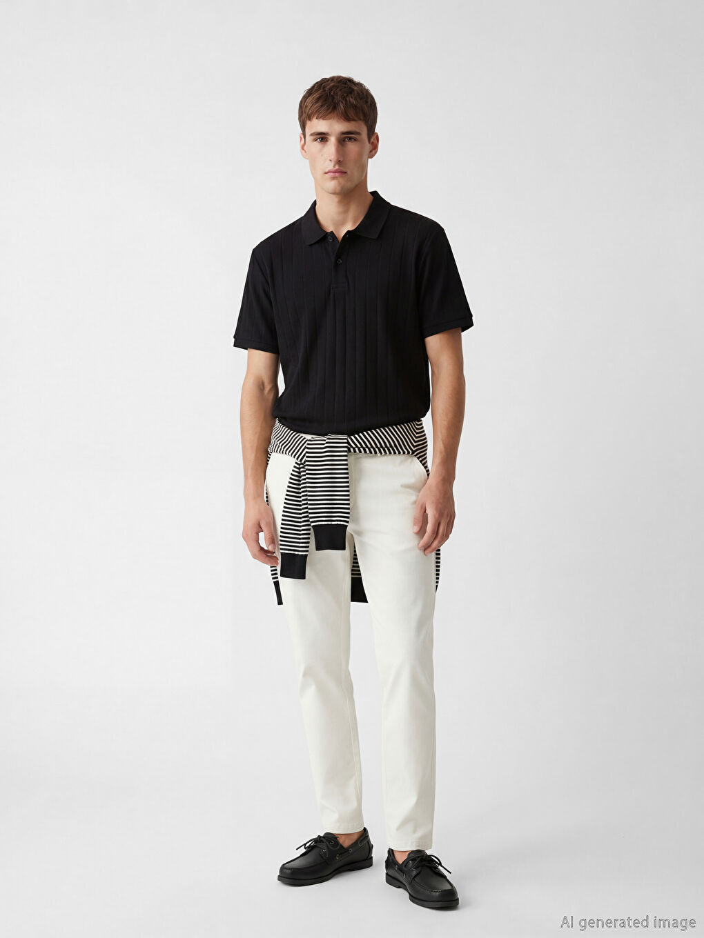 Polo Collar Striped Men's T-Shirt-1