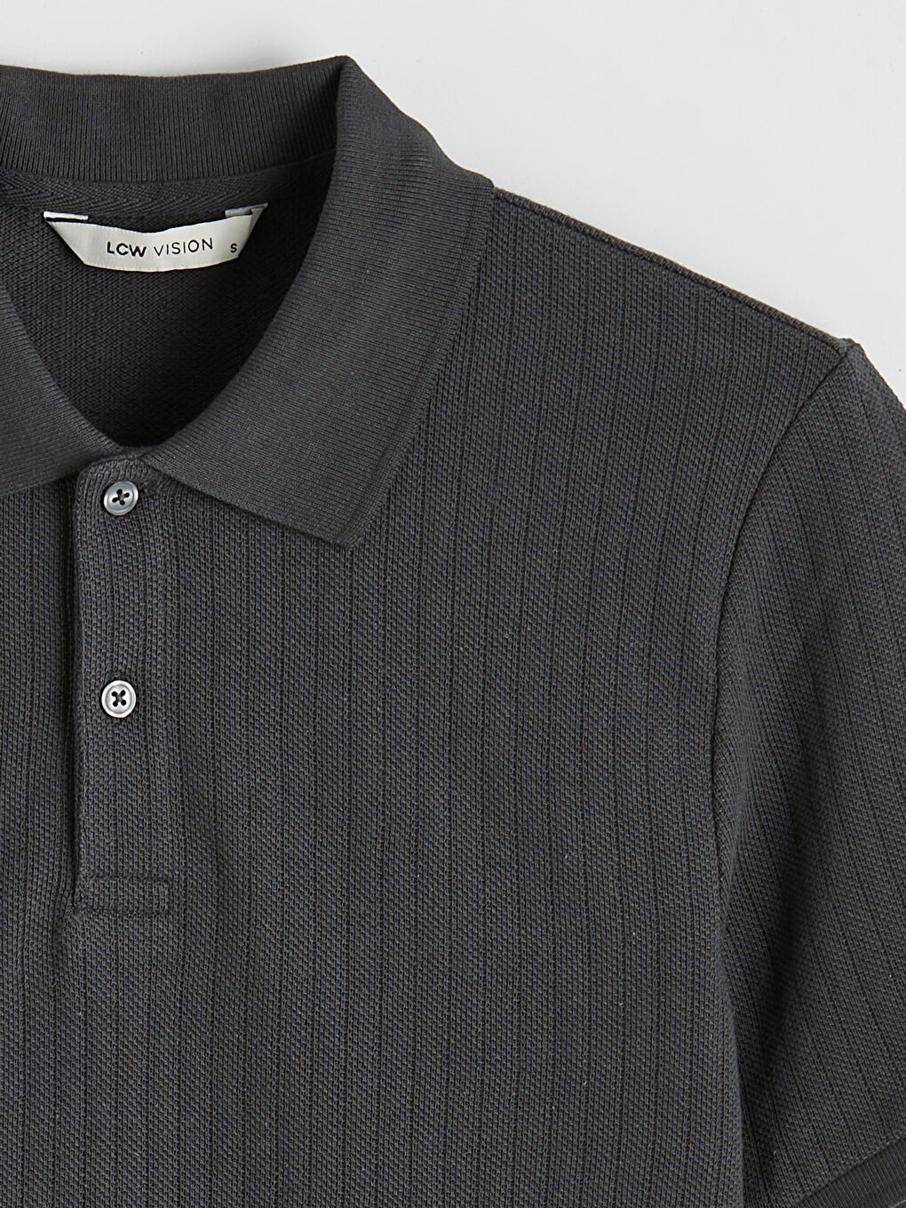 Gri Polo Yaka Pike Erkek Tişört-5