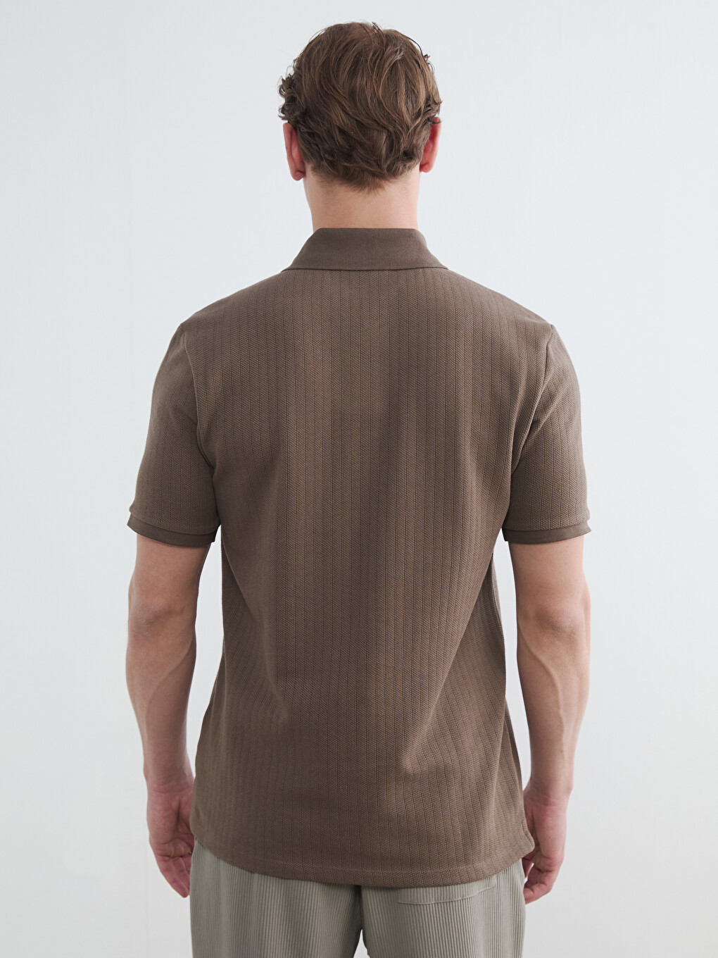 Kahverengi Polo Yaka Pike Erkek Tişört-3