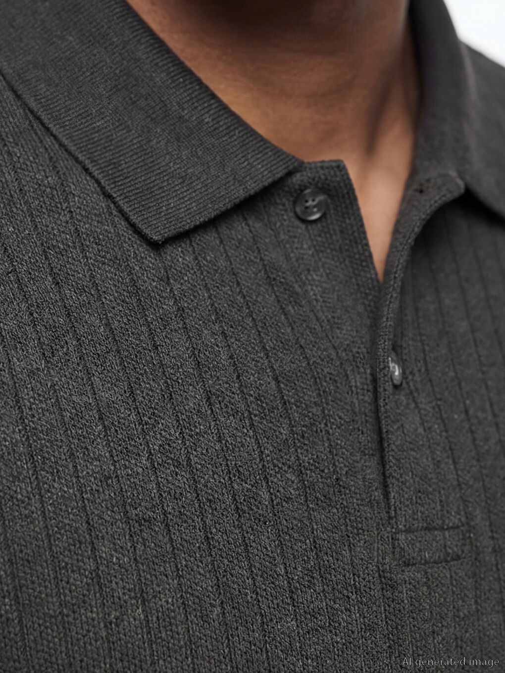 Gri Polo Yaka Pike Erkek Tişört-2