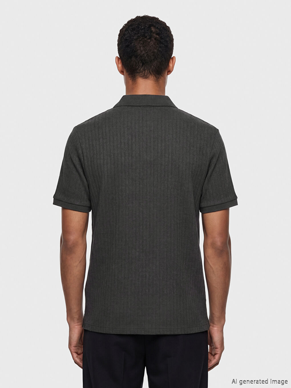 Gri Polo Yaka Pike Erkek Tişört-3