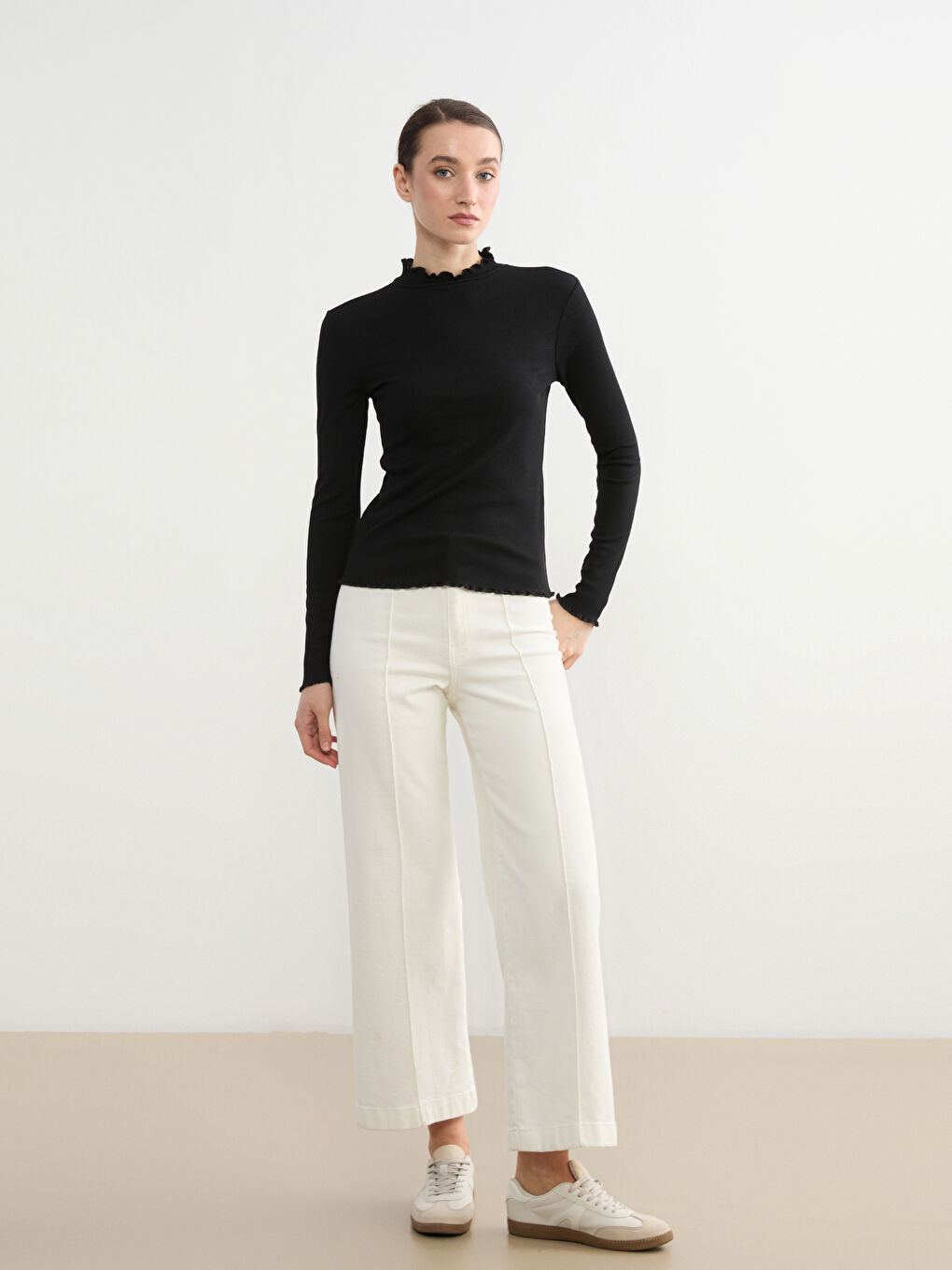 Ruffled High-Neck Women's Bodysuit-1