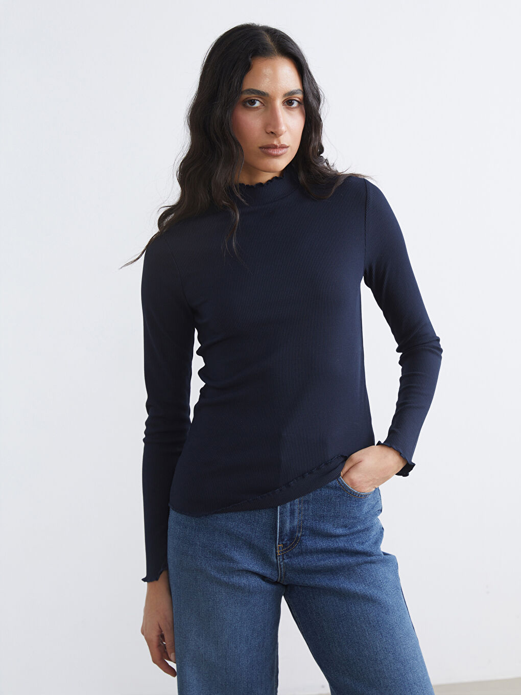 Ruffled High-Neck Women's Bodysuit