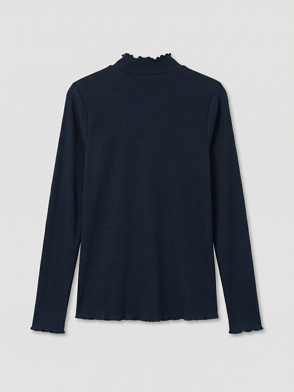 Lacivert Fırfırlı Dik Yaka Kadın Body-1