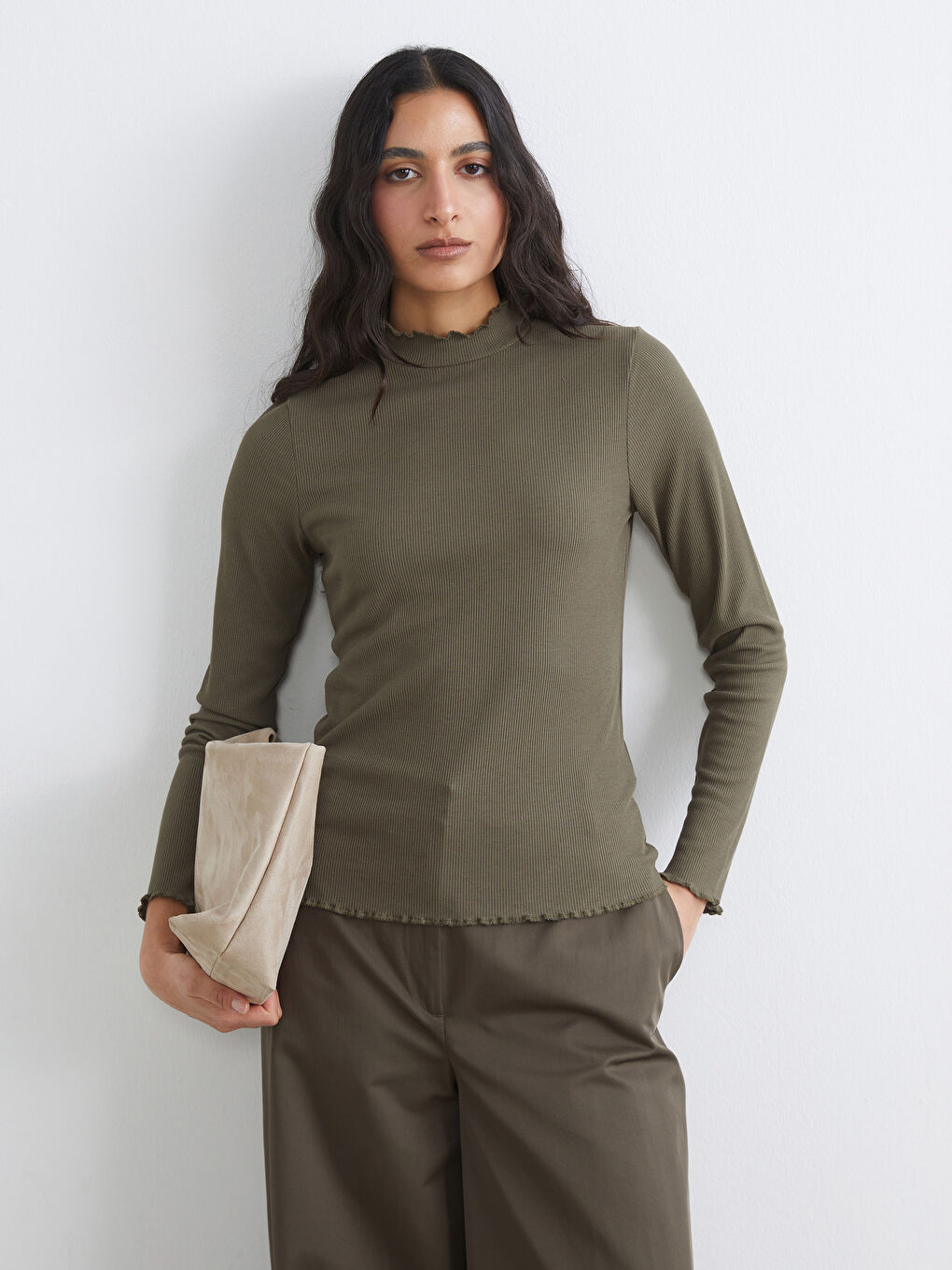 Ruffled High-Neck Women's Bodysuit