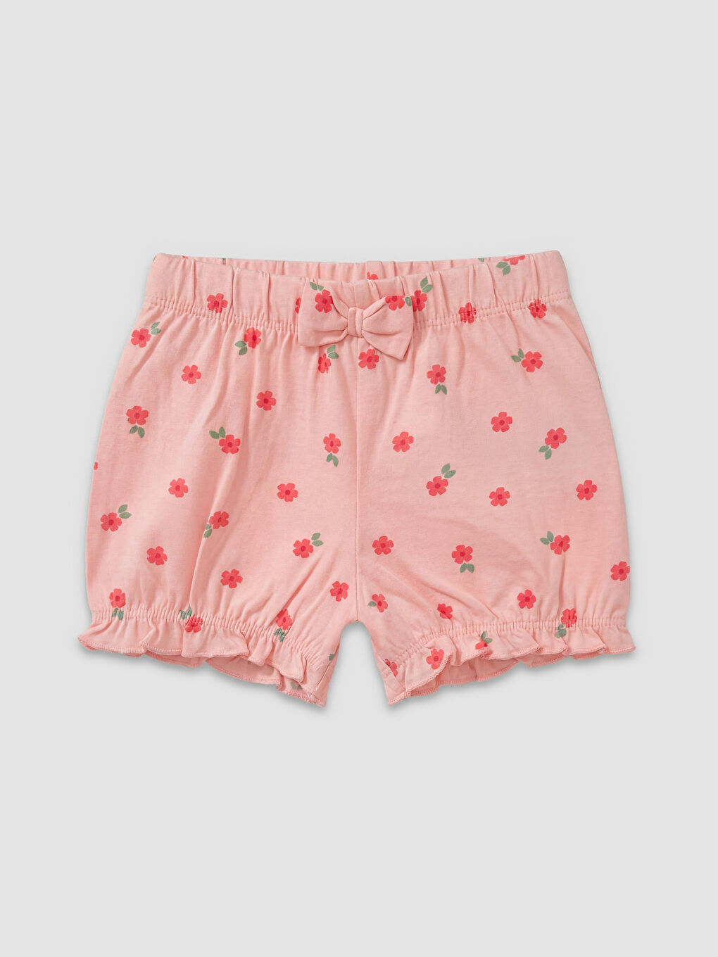 Pembe Çiçekli Kız Bebek Çıtçıtlı Body ve Şort-2