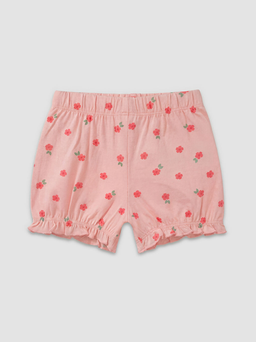 Pembe Çiçekli Kız Bebek Çıtçıtlı Body ve Şort-4