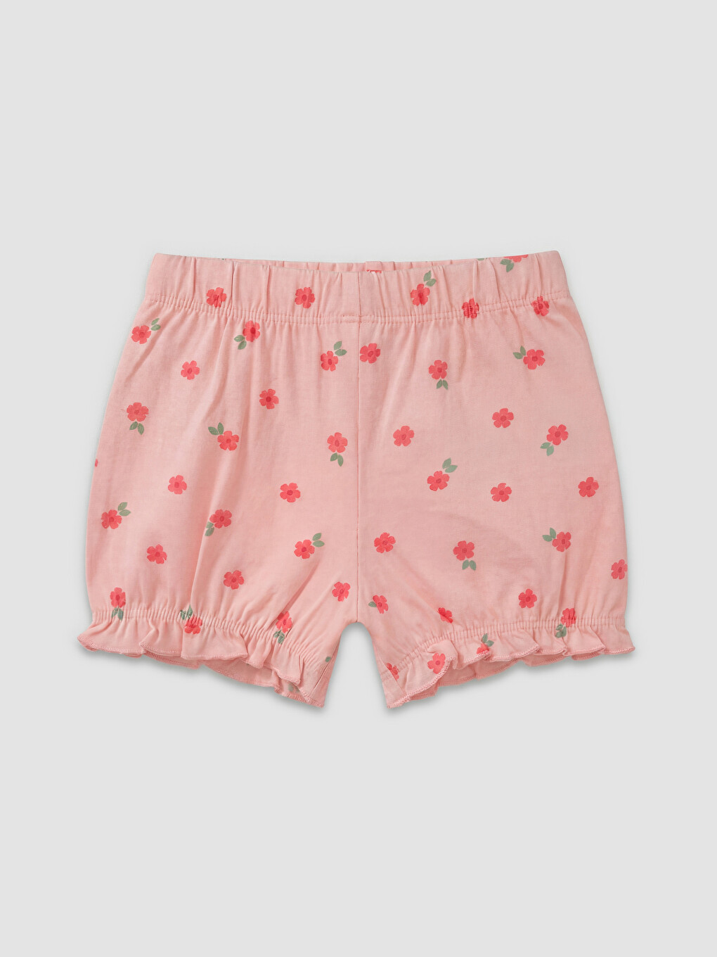 Pembe Çiçekli Kız Bebek Çıtçıtlı Body Ve Şort-5