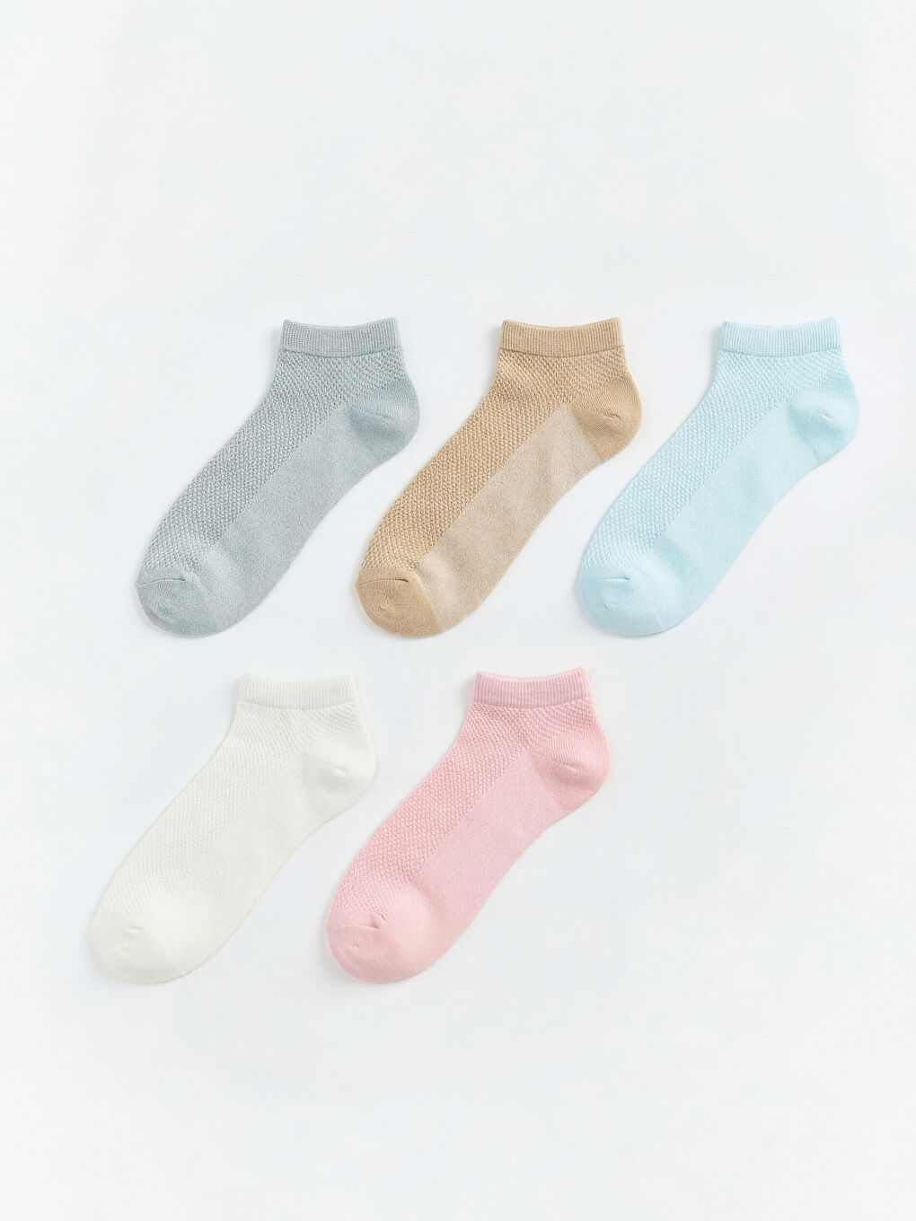 Gri Dokulu Kadın Patik Çorap 5'li