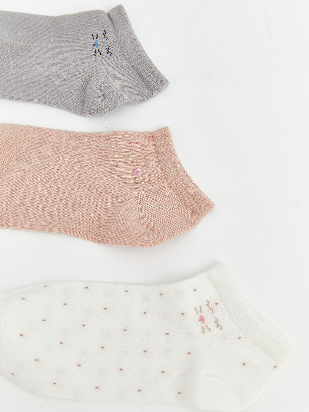 Lila Desenli Kadın Patik Çorap 5'li-1