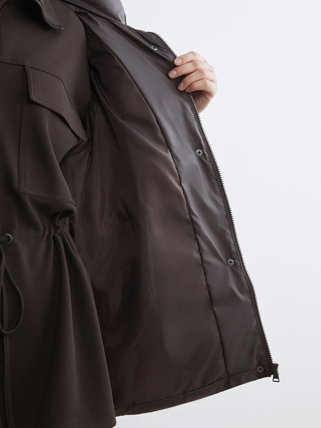 Bordo Dik Yaka Kadın Şişme Yelek-3