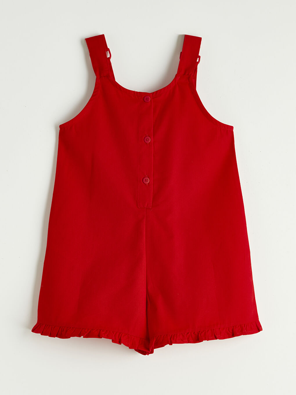 Kırmızı Kız Çocuk Düz Salopet Elbise-2