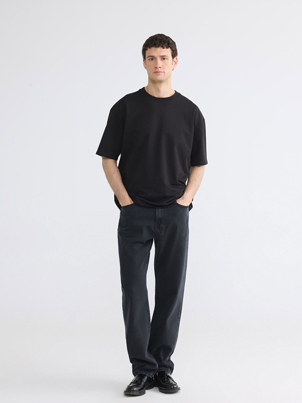 Gri 745 Baggy Fit Erkek Jean Pantolon-1