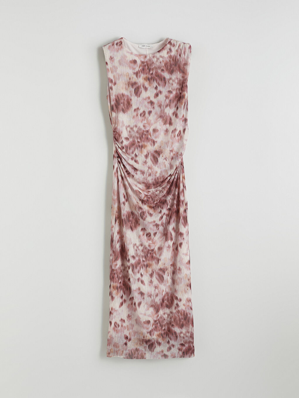 მრგვალი საყელო ტაი-დაი მოჩითული ბოდიკონი კაბა-4