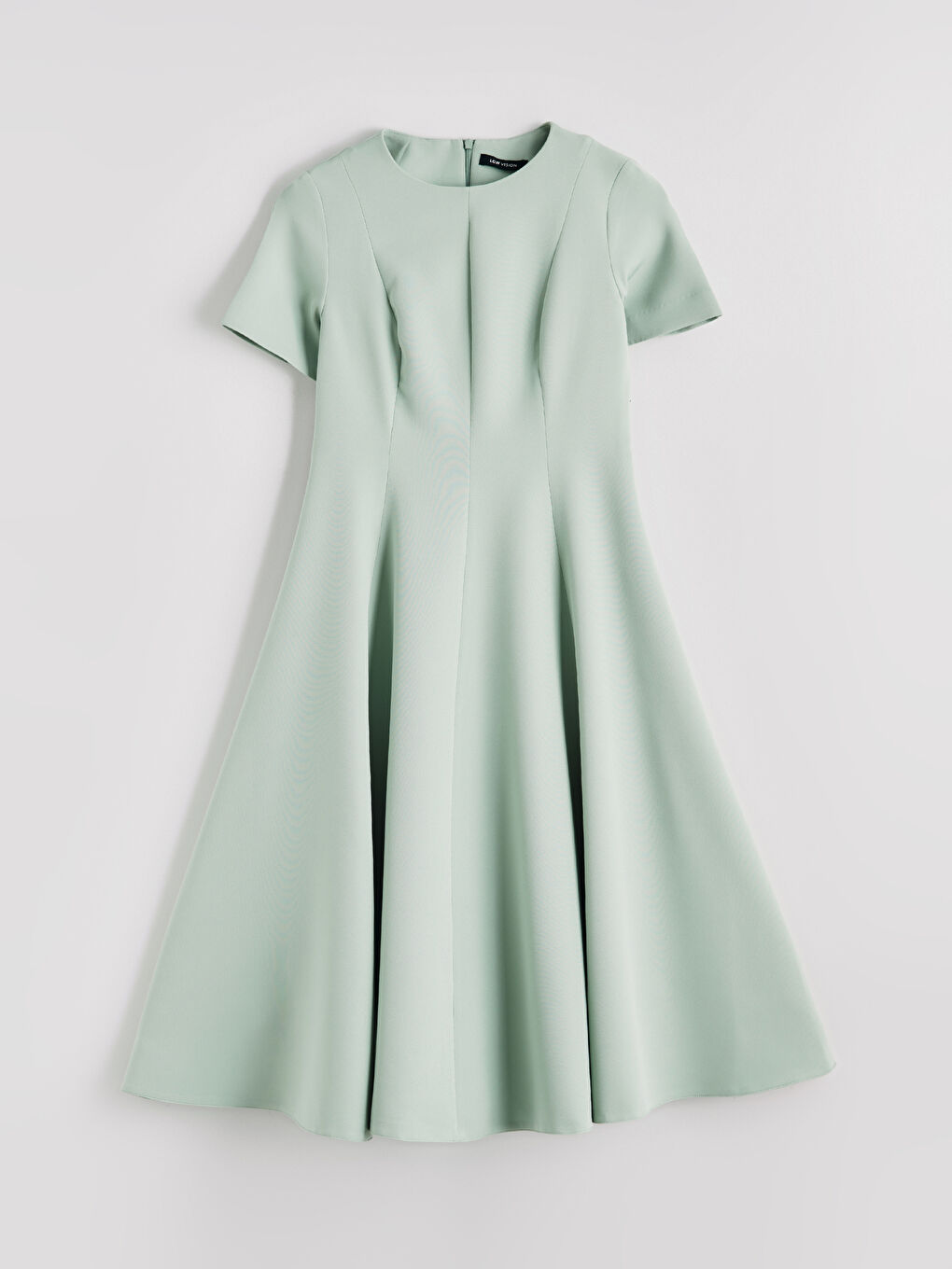 Crew Neck Fitted Waist Dress-4