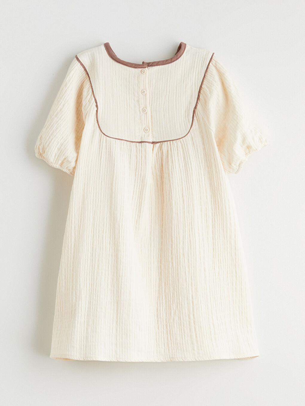 Bej Fiyonk Desenli Kız Çocuk Elbise-2