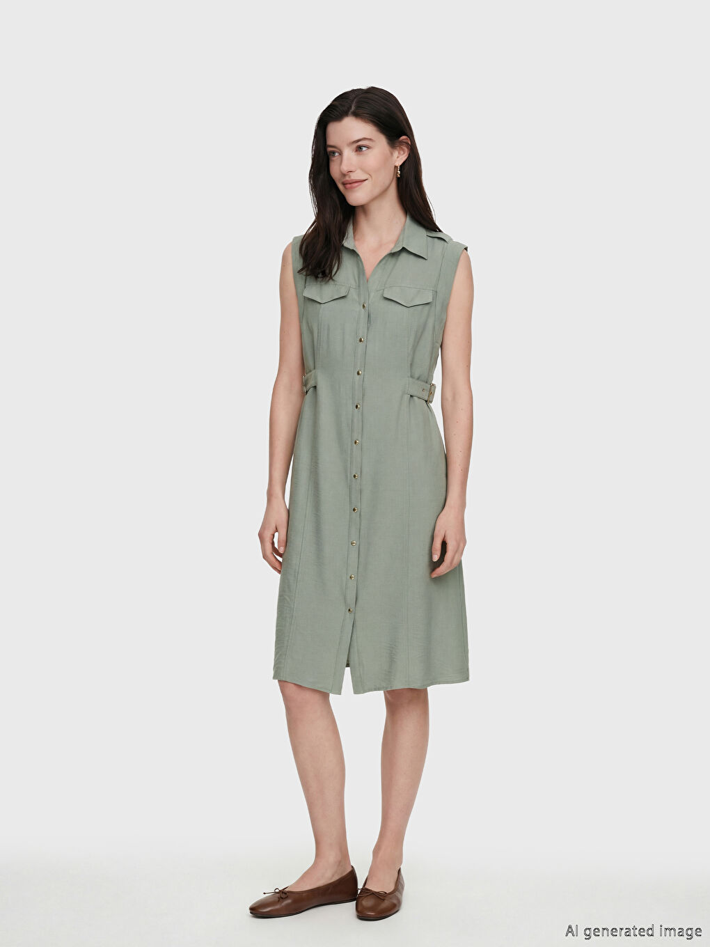 Robe de chemise VERT Femme-1