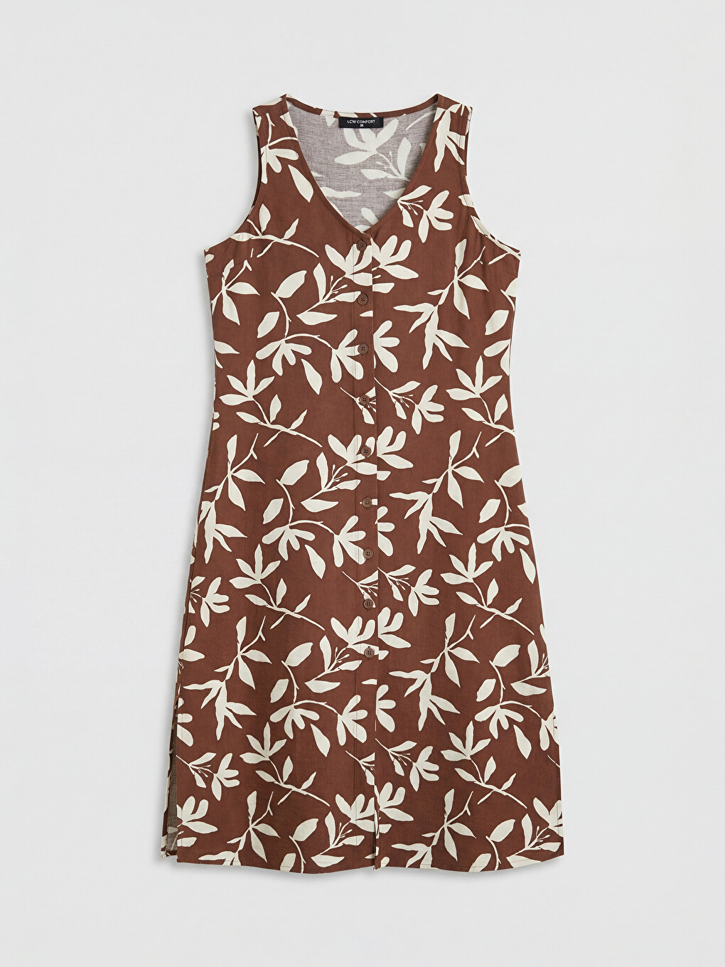 V Neck Leaf Patterned Dress-3