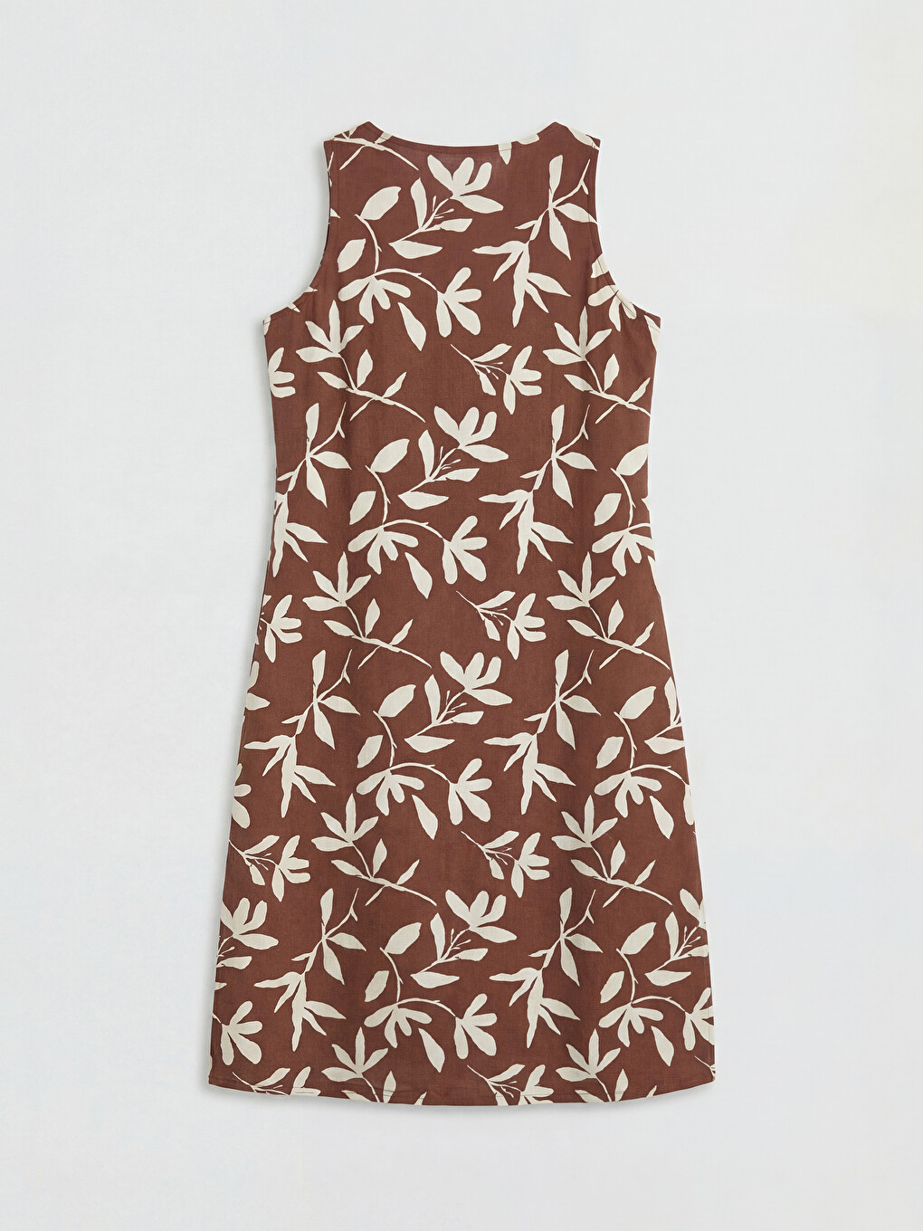 V Neck Leaf Patterned Dress-4