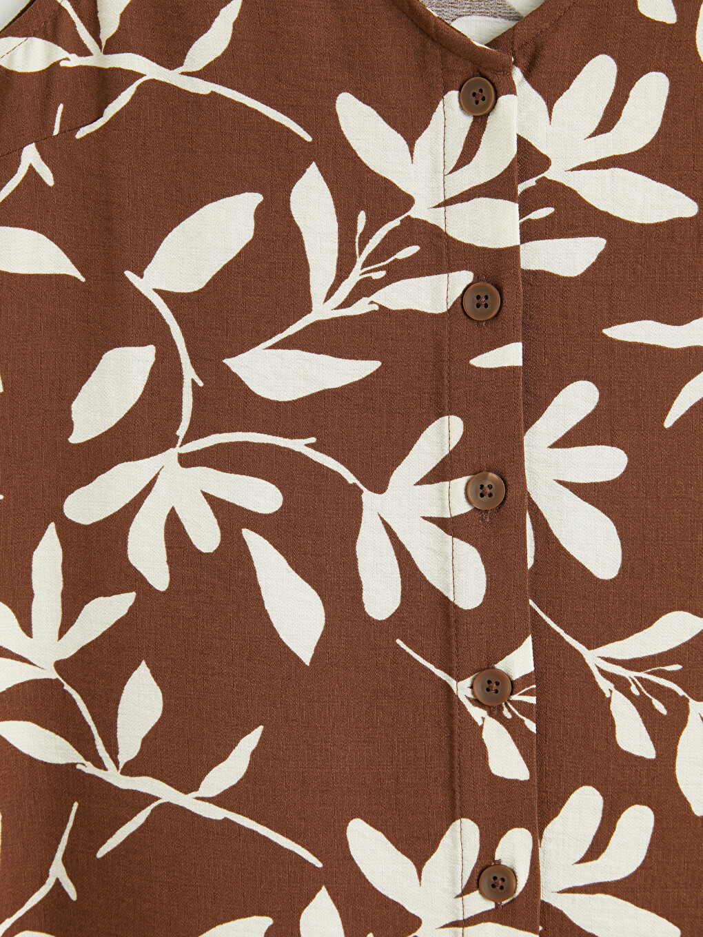 V Neck Leaf Patterned Dress-5