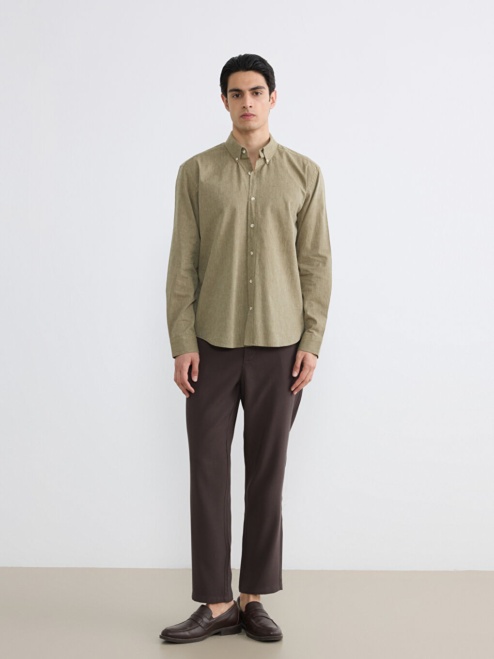 Regular Fit Linen-Look Men's Shirt-1