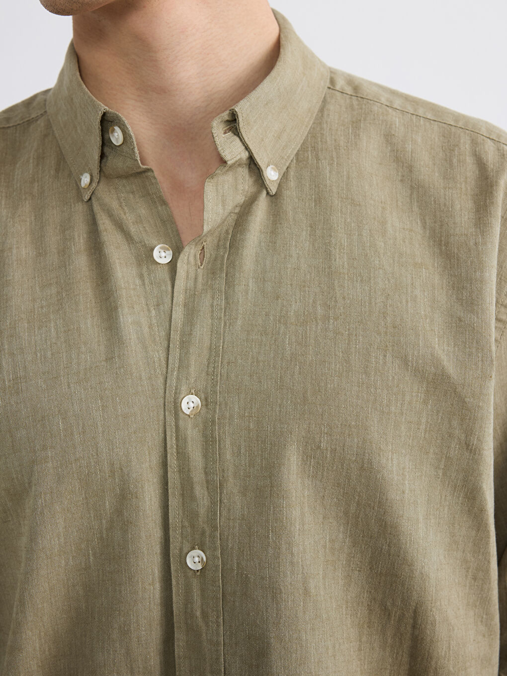 Regular Fit Linen-Look Men's Shirt-2
