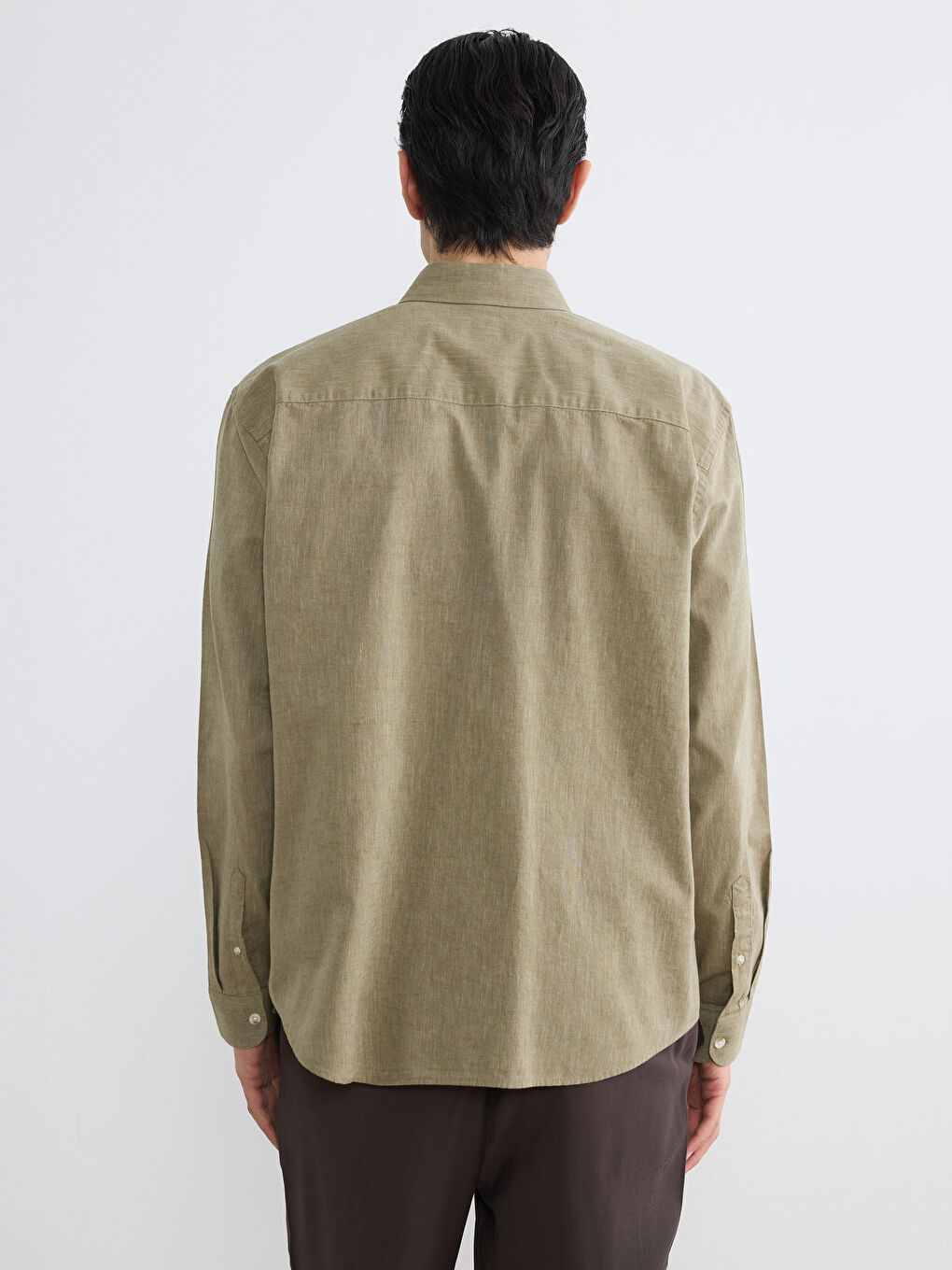 Regular Fit Linen-Look Men's Shirt-3