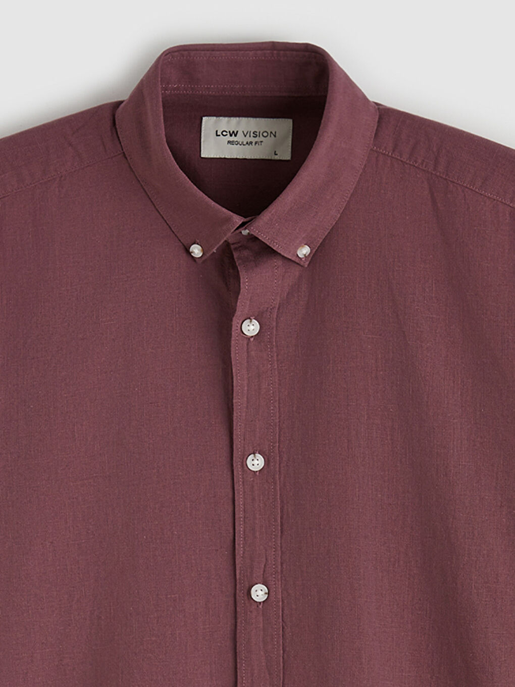 Mürdüm Regular Fit Keten Görünümlü Erkek Gömlek-5