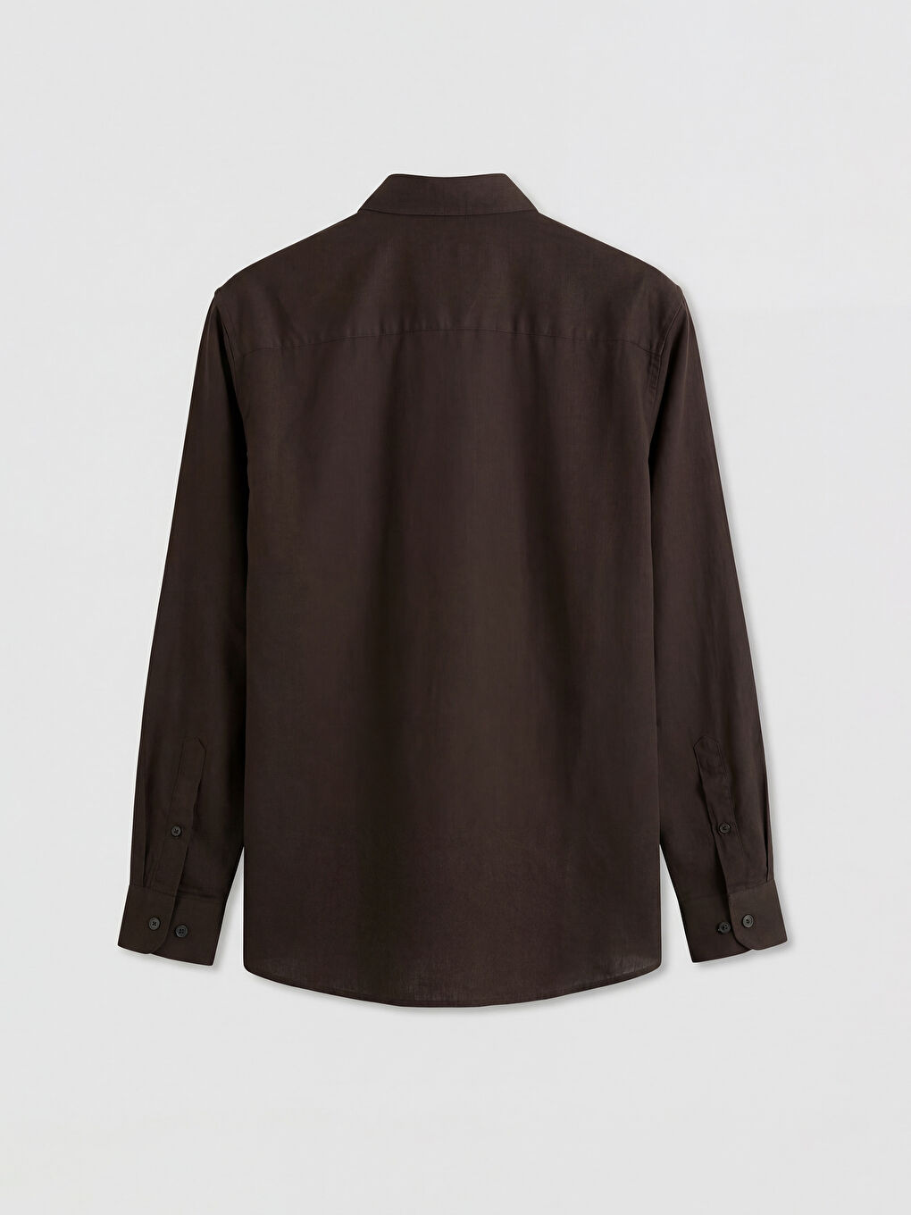 Kahverengi Regular Fit Keten Görünümlü Erkek Gömlek-1