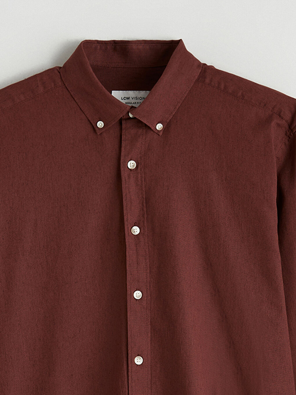 Bordo Regular Fit Keten Görünümlü Erkek Gömlek-5