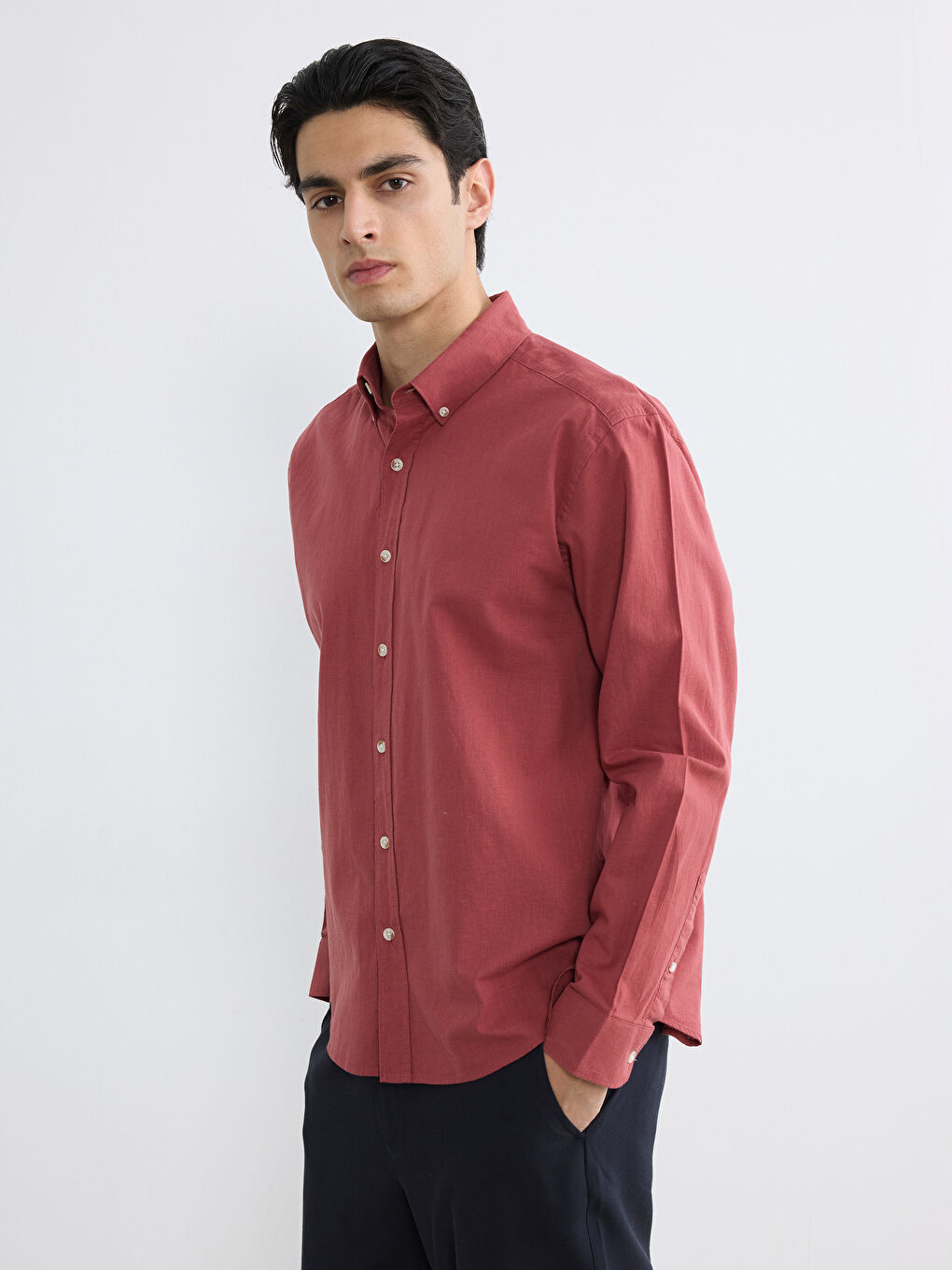 Regular Fit Linen Blend Men's Shirt
