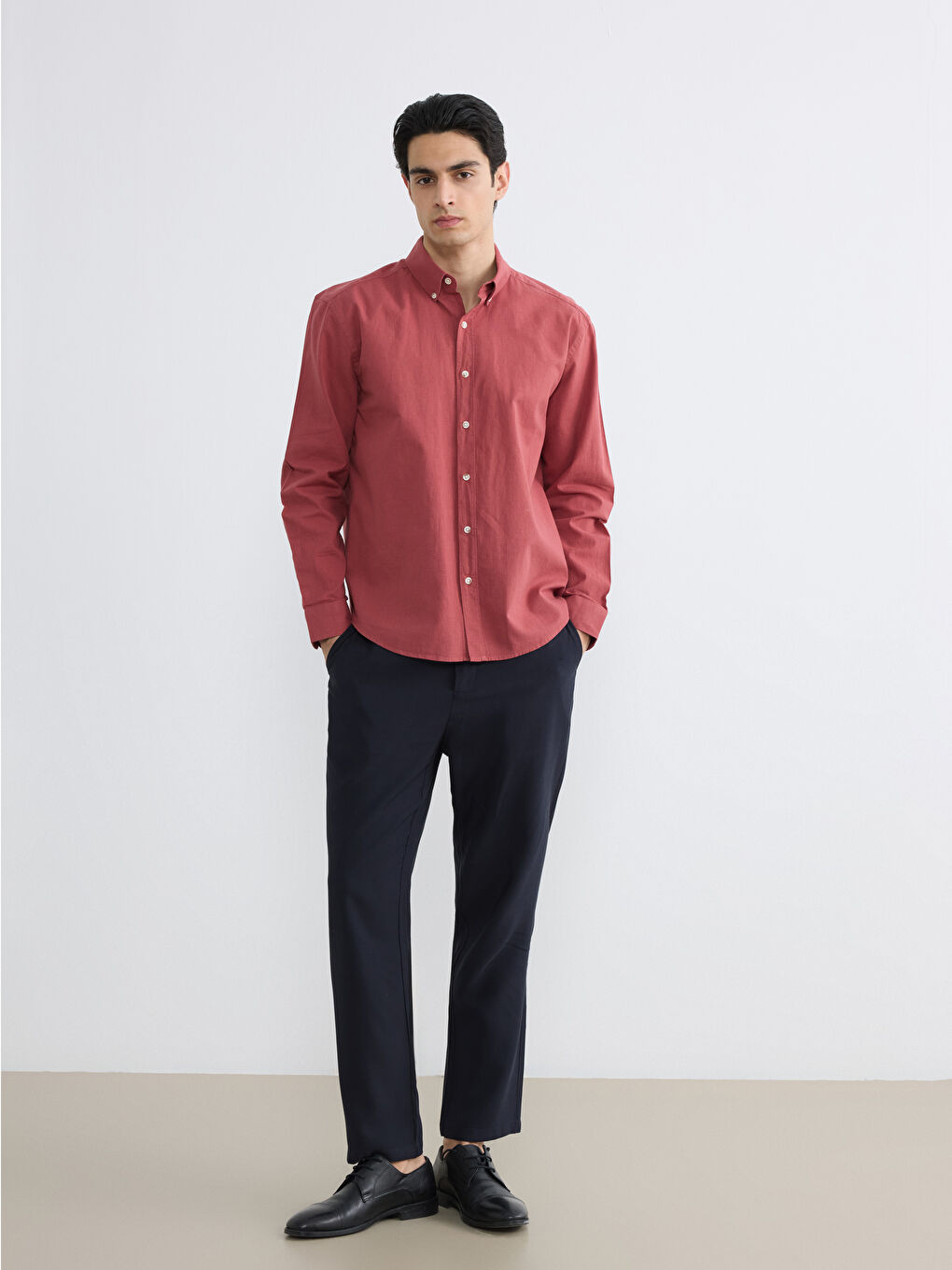 Regular Fit Linen Blend Men's Shirt-1