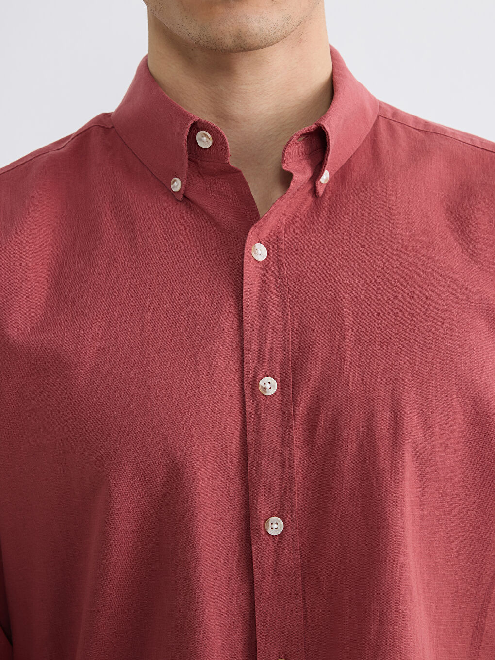 Regular Fit Linen Blend Men's Shirt-2