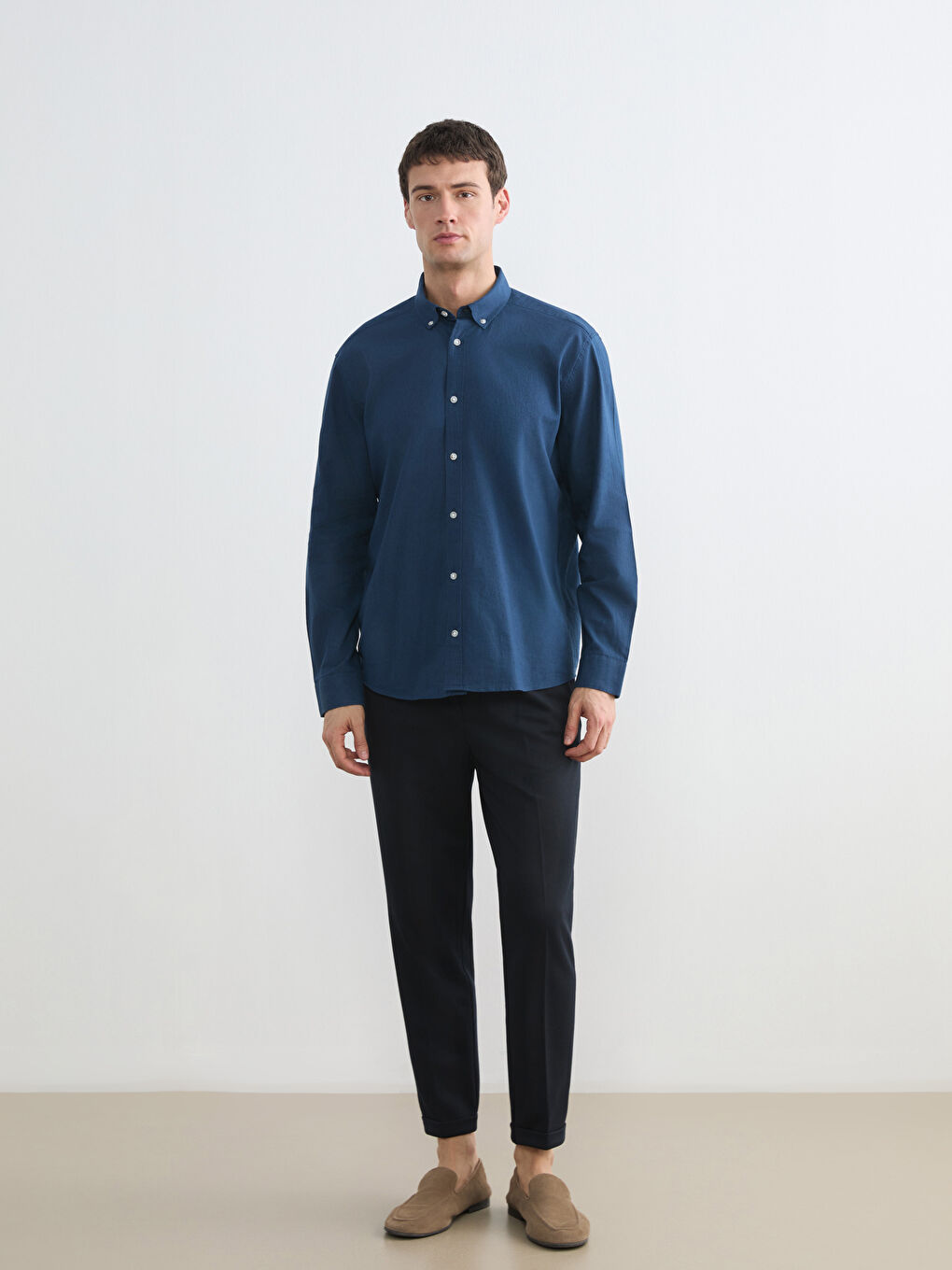 Men's Regular Fit Linen Look Shirt-1