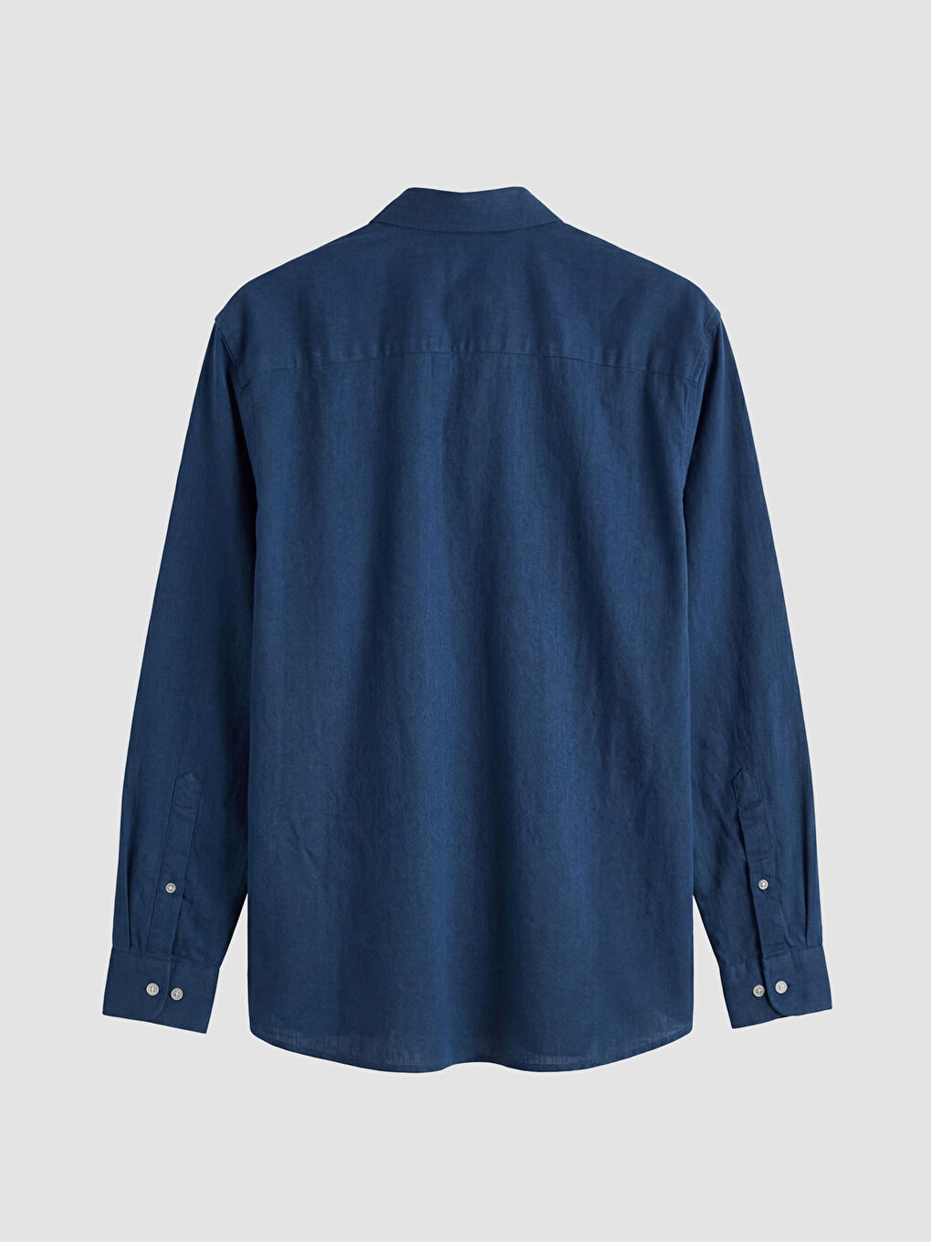 Petrol Regular Fit Keten Görünümlü Erkek Gömlek-2