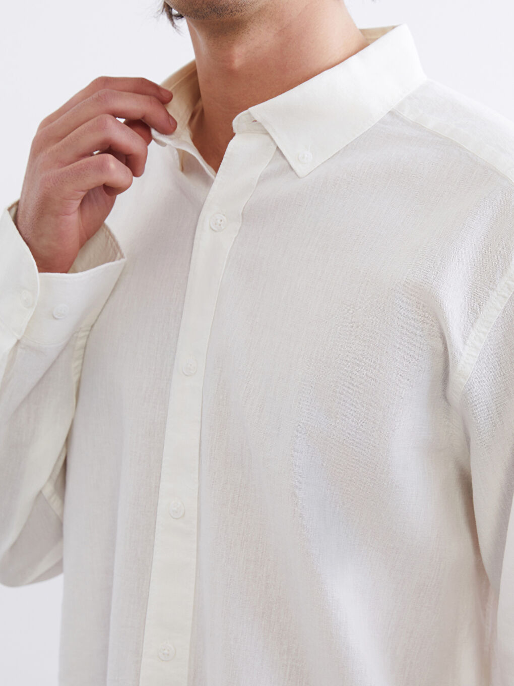 Men's Regular Fit Linen Look Shirt-2