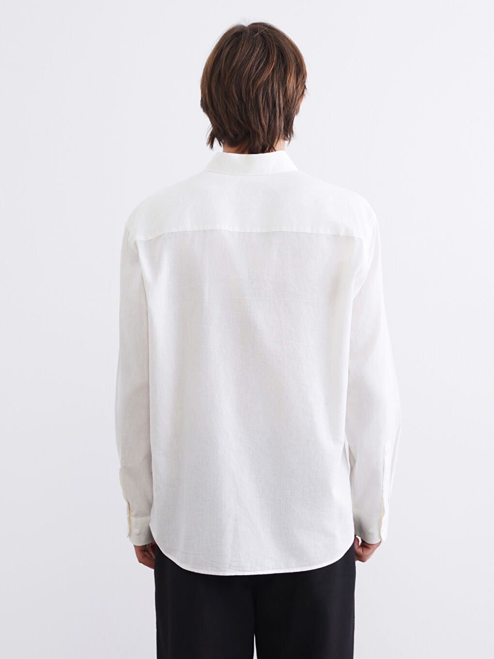 Men's Regular Fit Linen Look Shirt-3