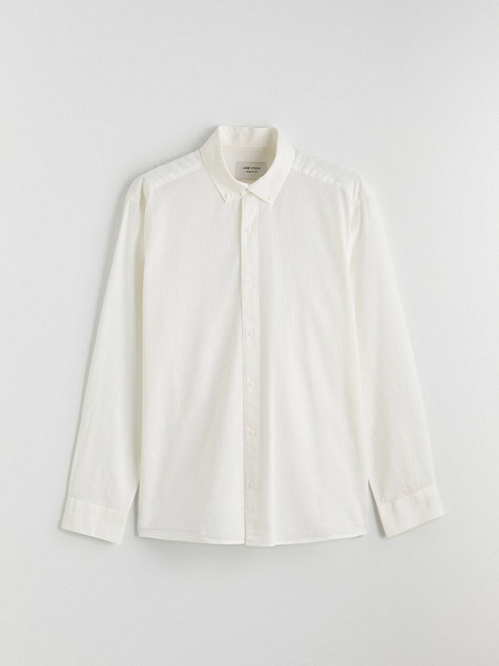 Ekru Regular Fit Keten Görünümlü Erkek Gömlek