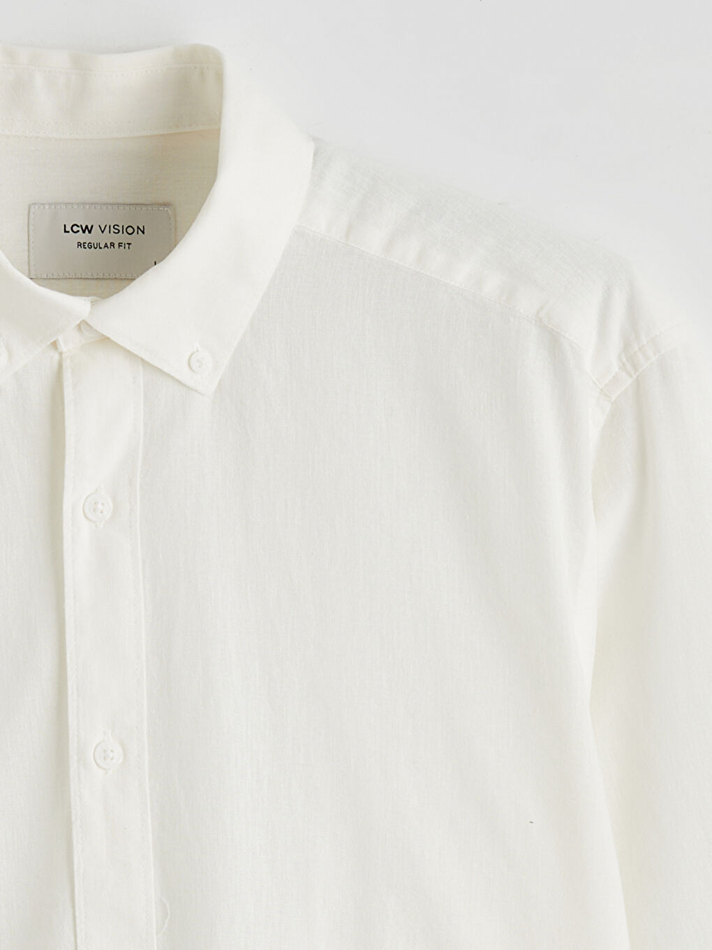 Ekru Regular Fit Keten Görünümlü Erkek Gömlek-1