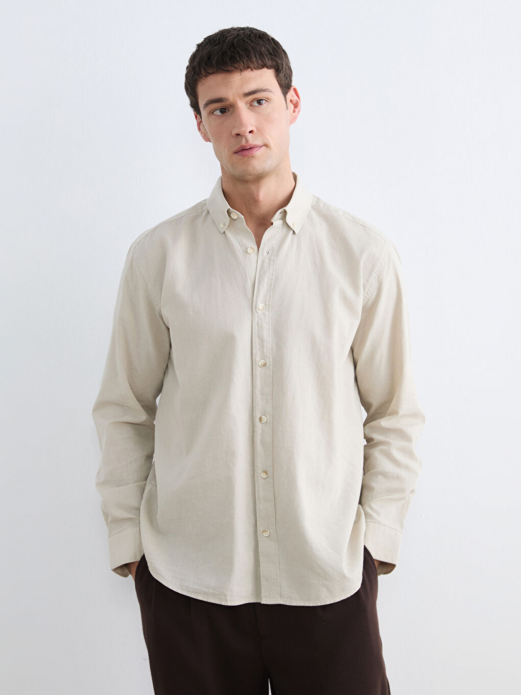 Men's Regular Fit Linen Look Shirt