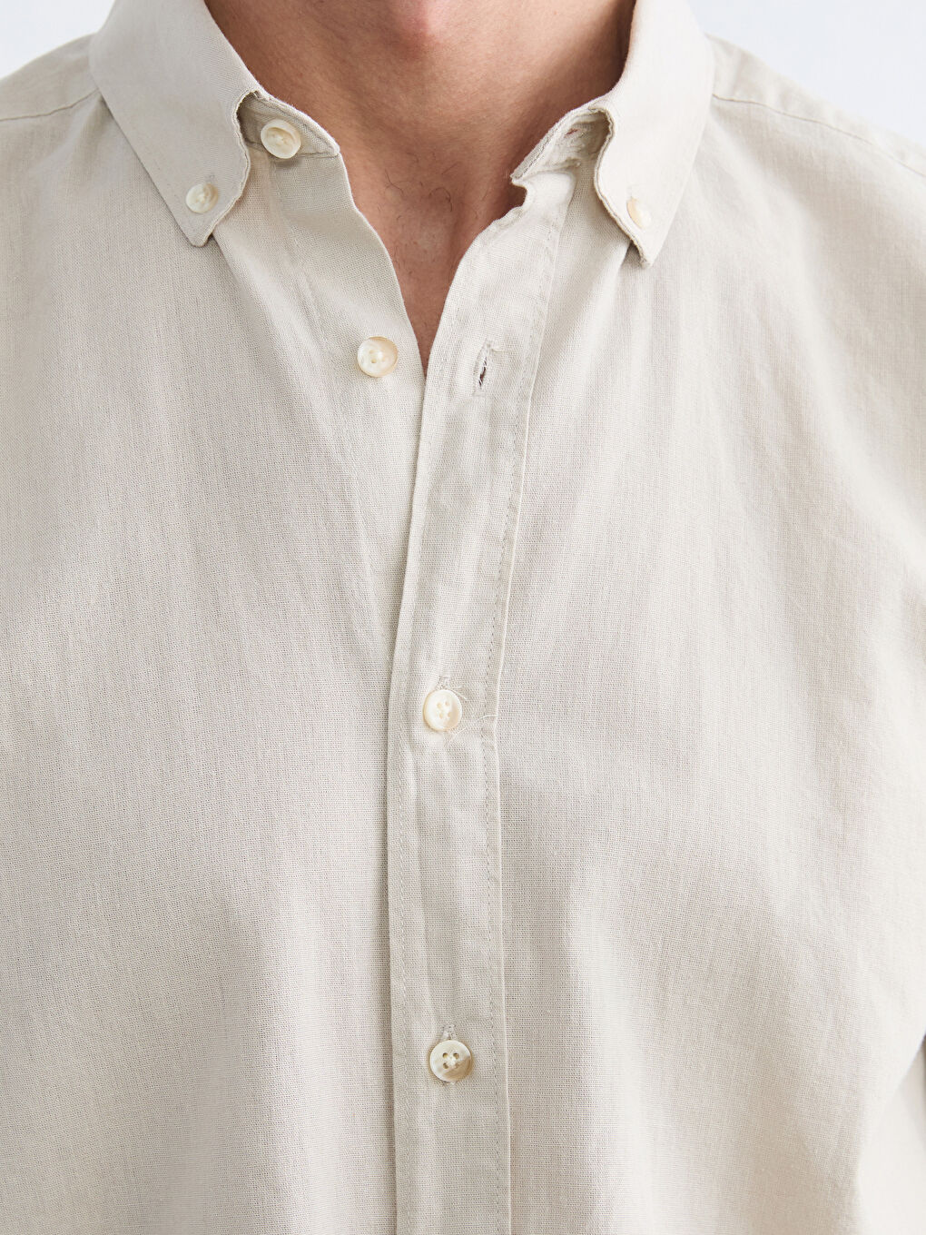 Men's Regular Fit Linen Look Shirt-2