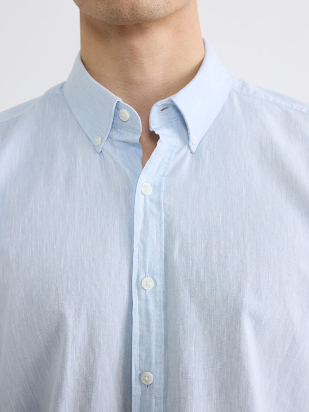 Regular Fit Linen-Look Men's Shirt-2
