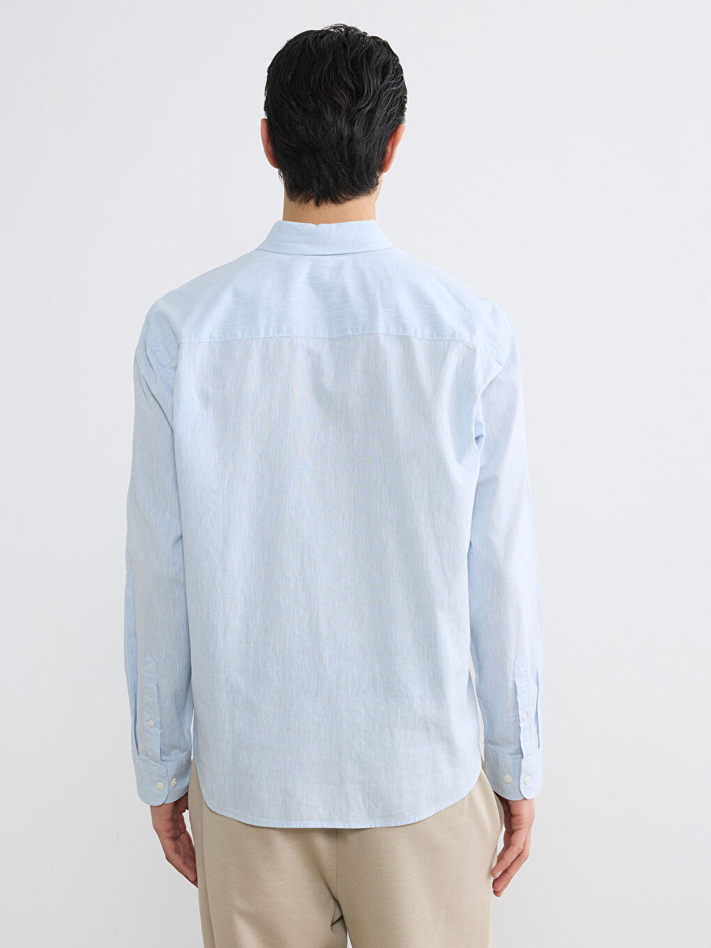 Regular Fit Linen-Look Men's Shirt-3