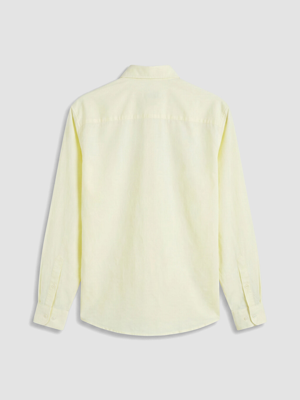 Sarı Regular Fit Keten Karışımlı Erkek Gömlek-2