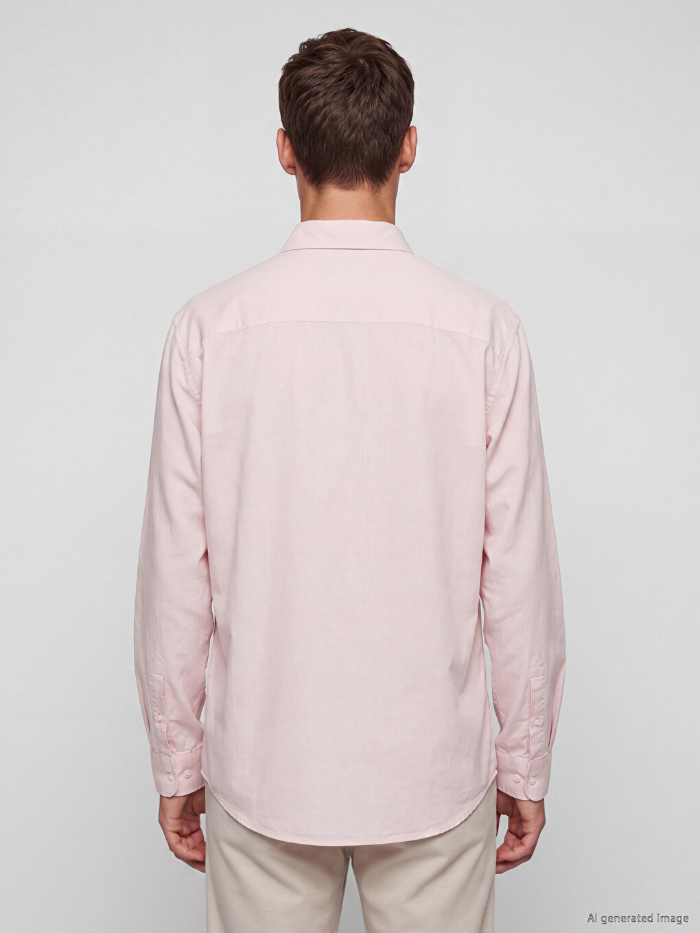 Pembe Regular Fit Keten Karışımlı Erkek Gömlek-4
