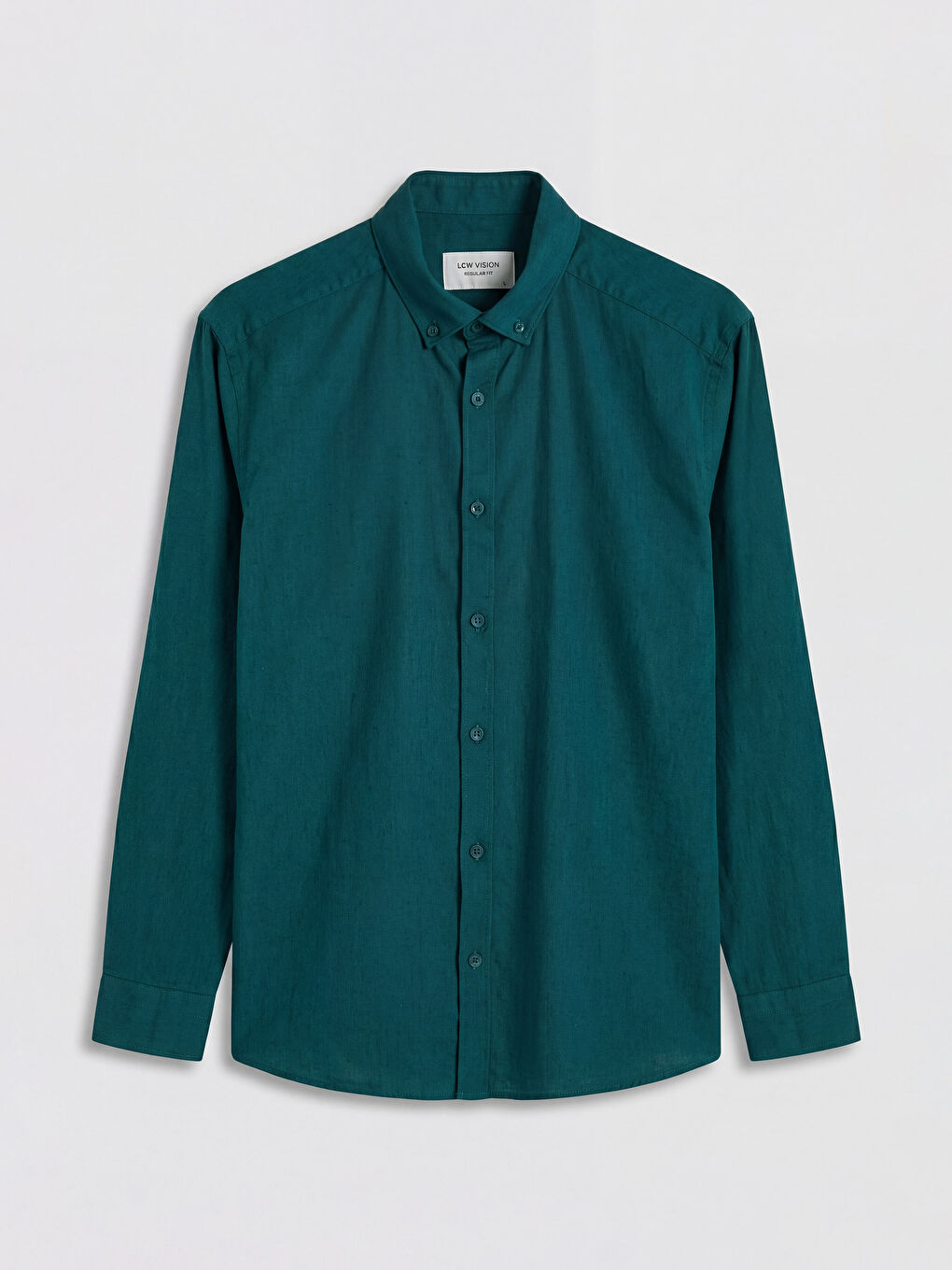Yeşil Regular Fit Keten Görünümlü Erkek Gömlek