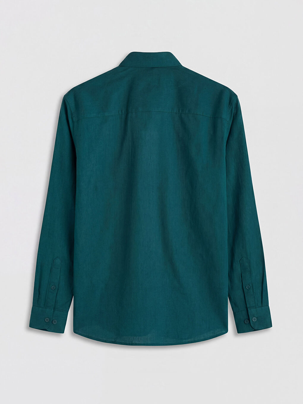 Yeşil Regular Fit Keten Görünümlü Erkek Gömlek-1