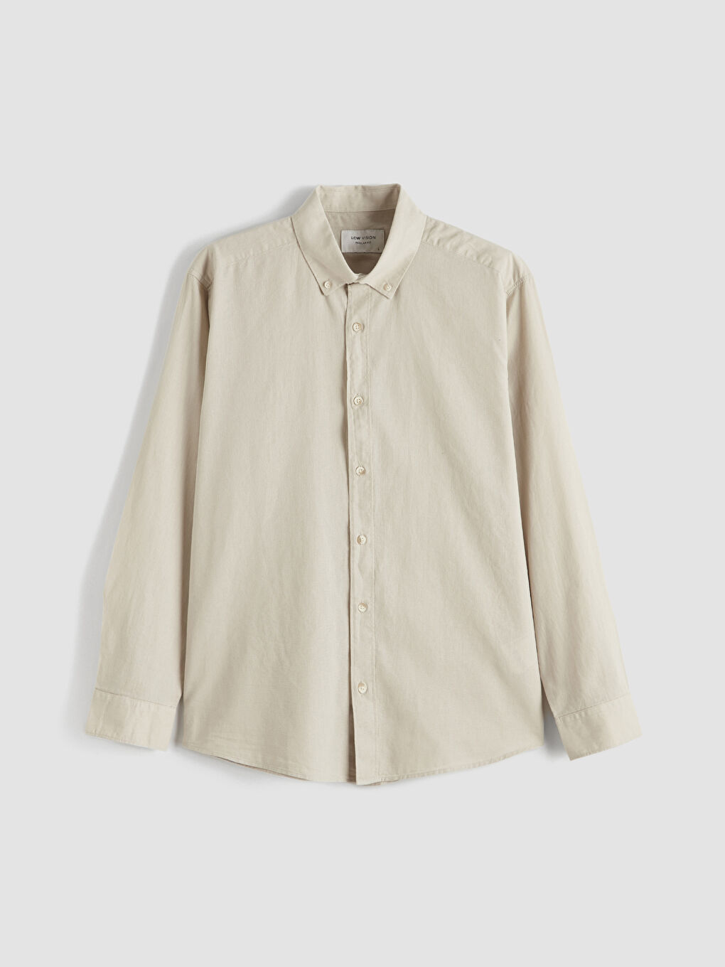 Bej Regular Fit Keten Karışımlı Erkek Gömlek-4