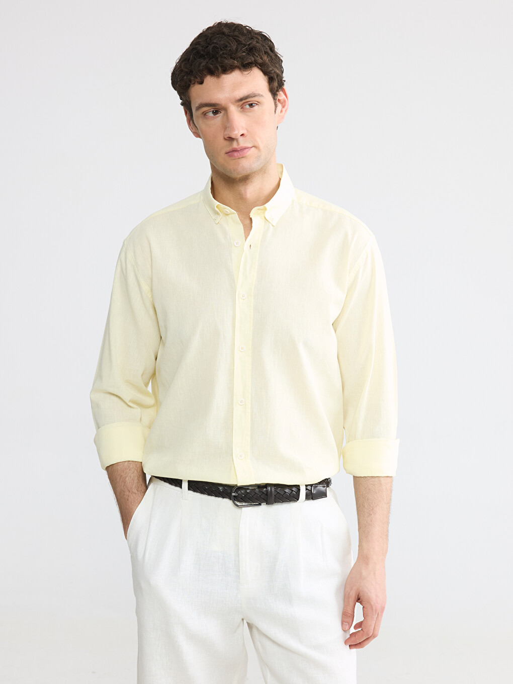 Regular Fit Linen Blend Men's Shirt